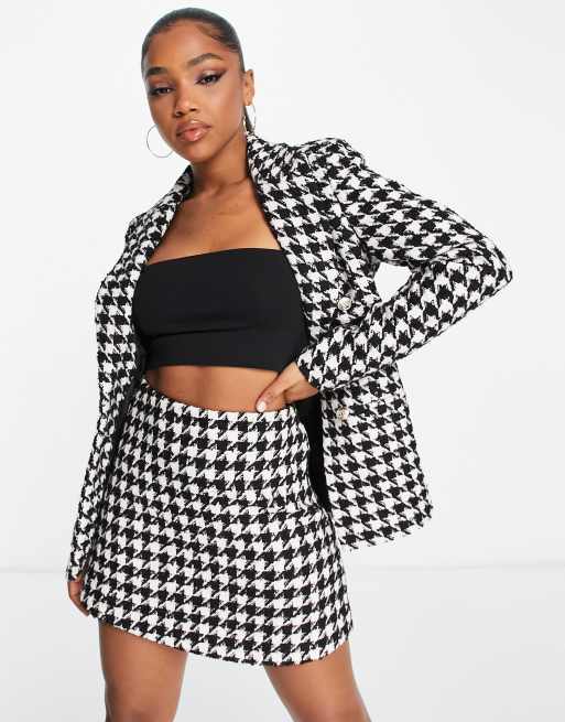 Miss Selfridge Fitted Cropped Peplum Blazer With Belt In Mono