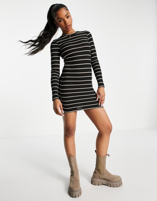 Black and white sales striped tube dress