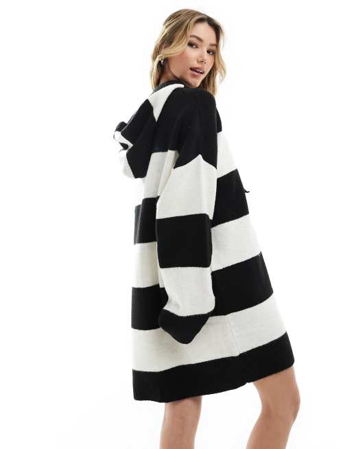 Miss Selfridge - Monokrom striktrøje med hætte og striber, 4 af 4
