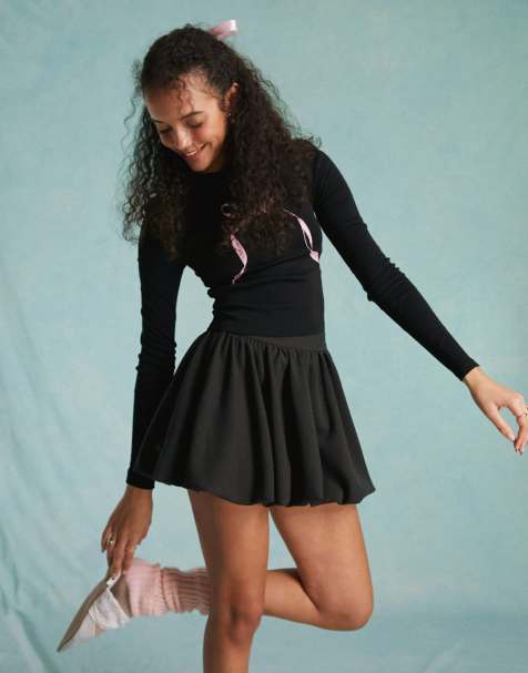 Miss Selfridge – Mörkgrå, figursydd ballongkjol i kort design - view 1