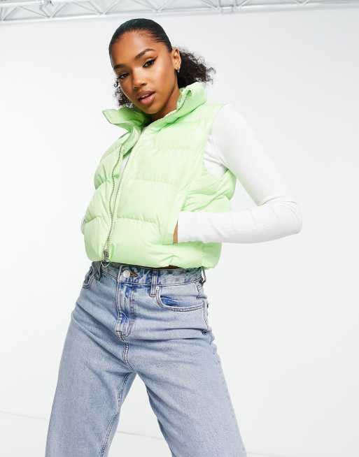 Miss Selfridge - Mouwloze gewatteerde bodywarmer in appelgroen 