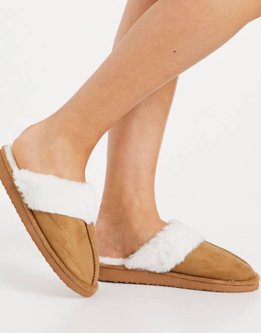 Tan discount mule slippers