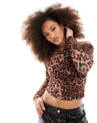 Brown Leopard Print Crop Top