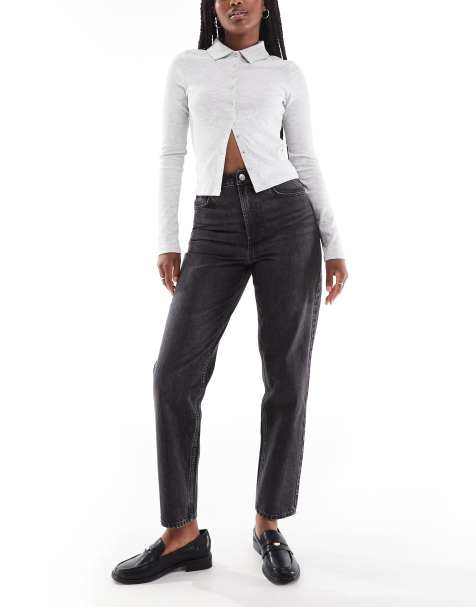 Miss Selfridge - Mum jeans a vita alta lavaggio nero - view 1