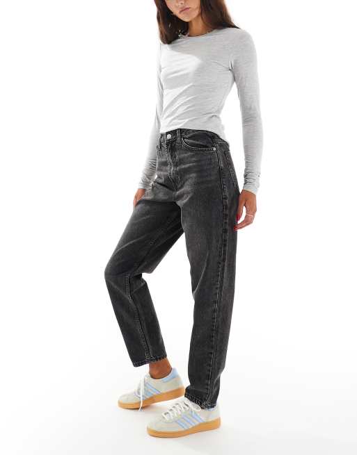 Miss Selfridge - Mum jeans a vita alta lavaggio nero, 3 di 5