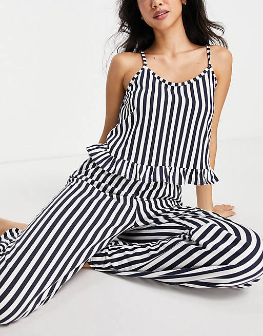Miss Selfridge Navy Stripe Pyjama Set