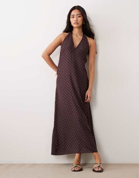 Miss Selfridge – Neckholder-Maxikleid aus gesponnenem Stoff mit Polka Dots - view 1