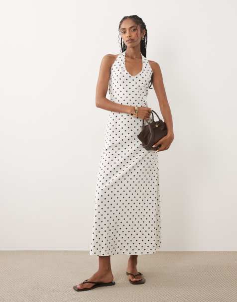 Miss Selfridge – Neckholder-Maxikleid mit Polka Dots - view 1