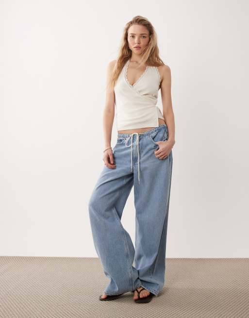 Miss Selfridge – Neckholder-Wickeloberteil aus Pointelle-Strick in Cremeweiß, 2 von 4