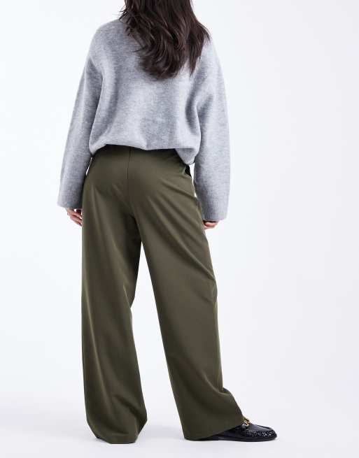 Miss Selfridge - Nette broek met wijde pijpen in olijfgroen, 3 van 5