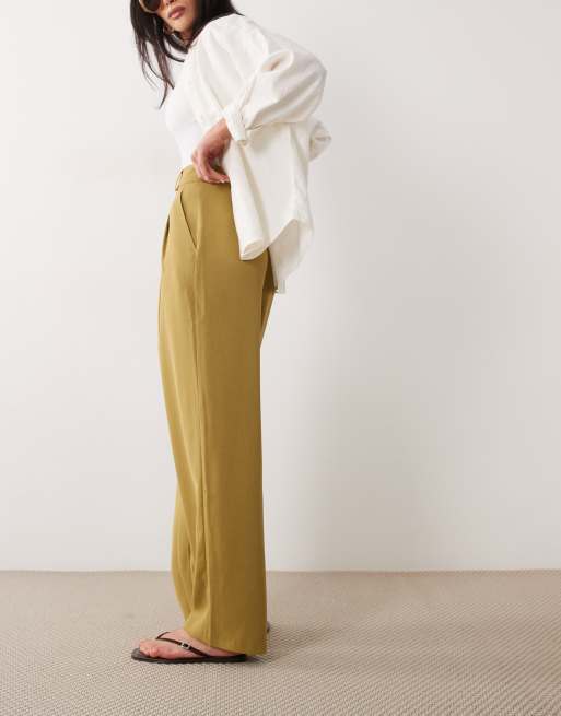 Miss Selfridge - Nette broek met wijde pijpen in olijfgroen, 2 van 5
