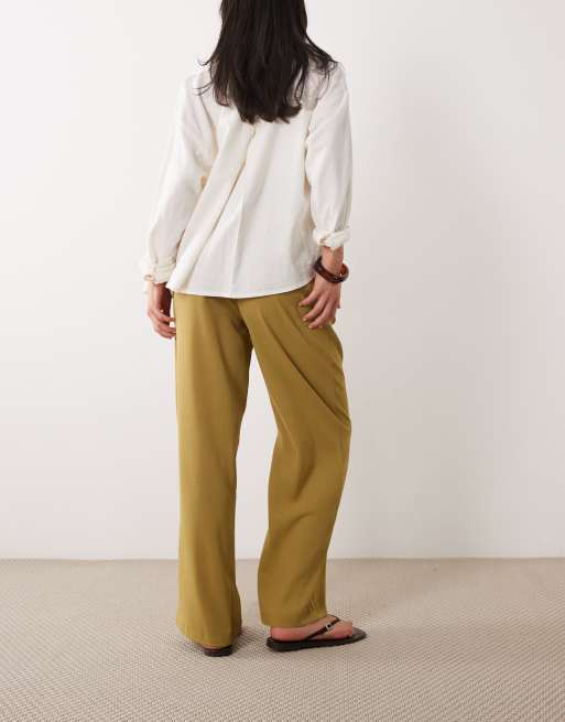 Miss Selfridge - Nette broek met wijde pijpen in olijfgroen, 5 van 5
