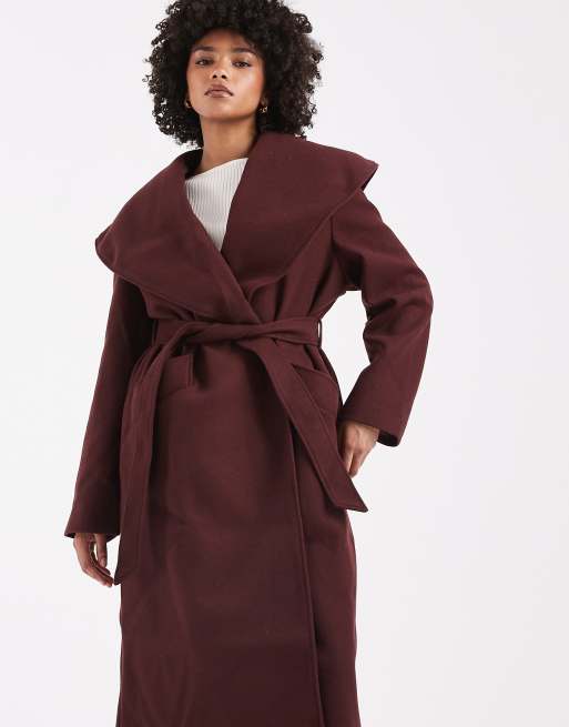 Miss Selfridge - Nette jas met overslag in chocoladebruin, 3 van 4