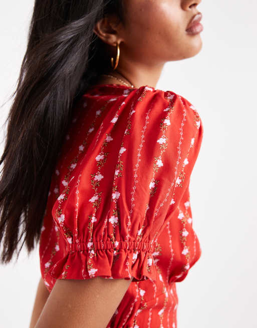 Miss Selfridge - Nette mini jurk in rode behangstrepen, 2 van 4