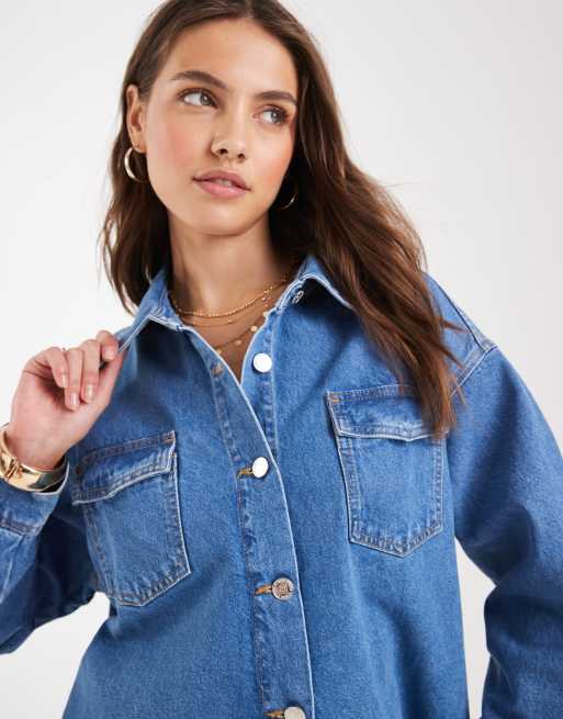 Miss Selfridge – Niebieska koszula jeansowa z kieszeniami, 2 z 4