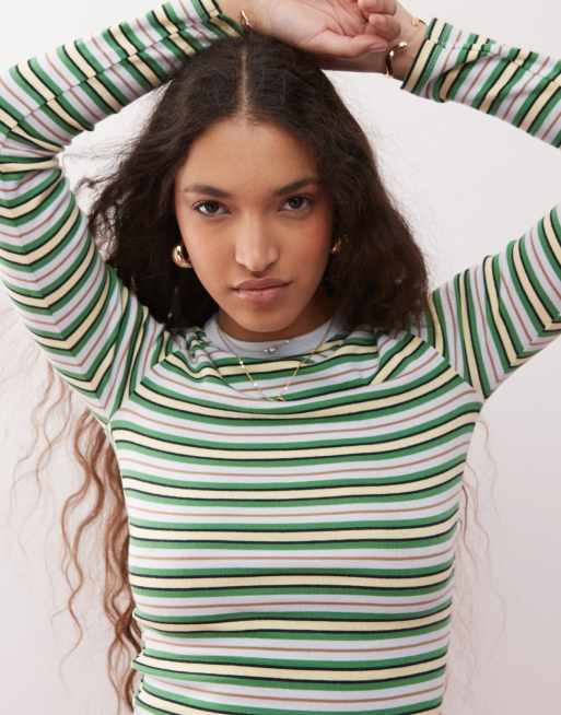 Miss Selfridge – Niebieski top w paski z długimi rękawami, 4 z 4