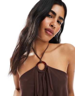 Miss Selfridge O Ring Ruffle Slit Front Top