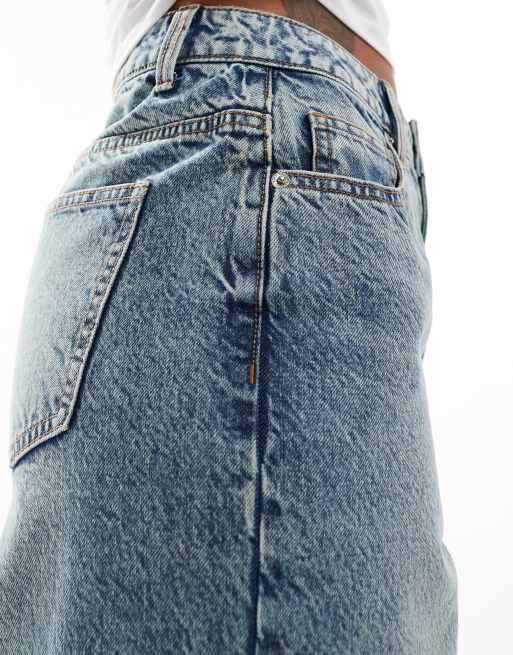 Miss Selfridge – Obszerne niebieskie jeansy z efektem sprania, 5 z 5
