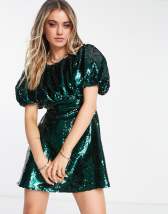 In The Style exclusive sequin mini dress with open back detail in