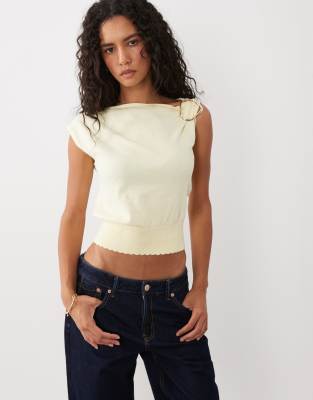 Miss Selfridge Off Shoulder Top In Yellow