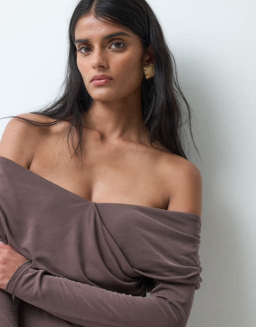 Miss Selfridge off shoulder wrap mini dress, 3 of 5