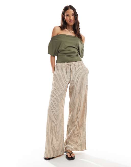 Miss Selfridge off the shoulder top in khaki