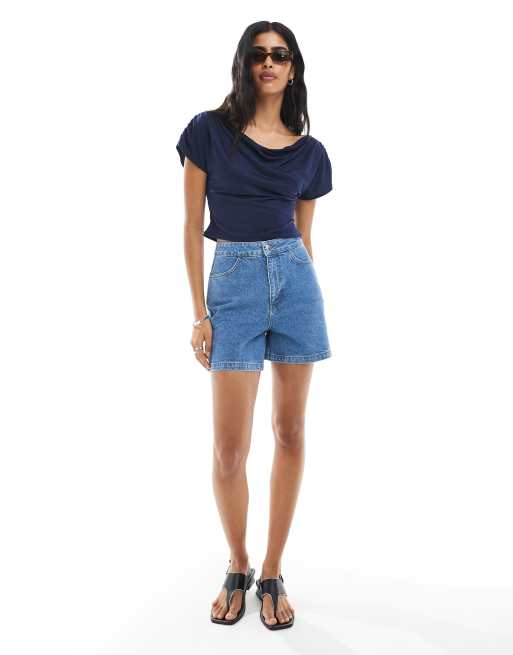 Miss Selfridge off the shoulder top in navy
