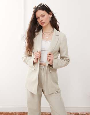 Miss Selfridge - Offener Basic-Blazer in Steinbeige-Neutral