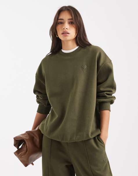 Miss Selfridge oversized sweatshirt in olive
