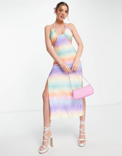 Miss Selfridge ombre maxi dress in multi 