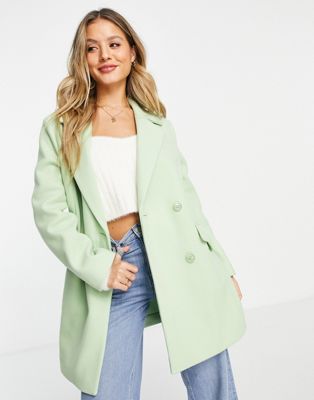 Miss Selfridge overcoat in green - ASOS Price Checker