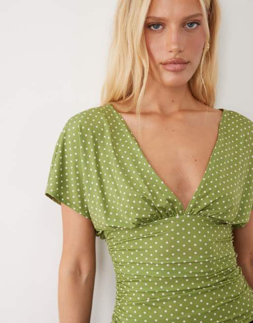Miss Selfridge - Overdel med V-hals og polkaprikket print, 3 af 4