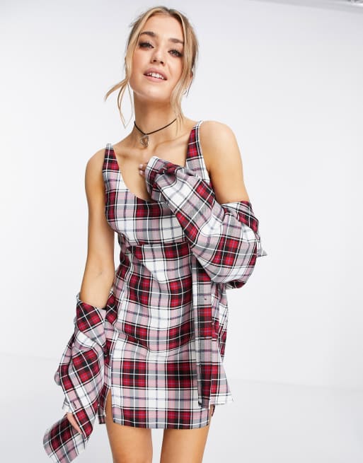 Miss Selfridge - Overgooier in rood met ruitjes