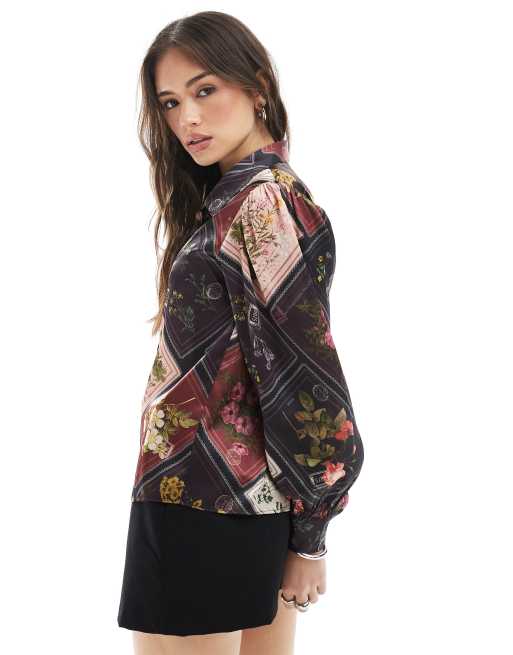 Miss Selfridge - Overhemd met lange mouwen en ansichtkaartprint, 4 van 4