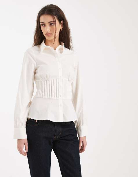 Miss Selfridge - Overhemd met plooien in wit - view 1