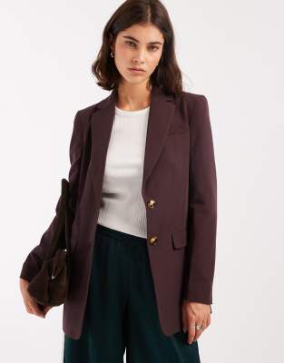 Miss Selfridge - Oversize-Blazer in tiefer Pflaume-Rot