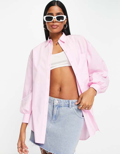 Miss Selfridge Oversize Hemd Aus Popeline In Blassrosa Asos