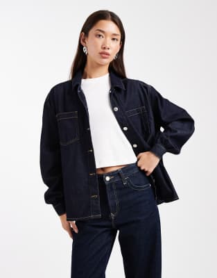 Miss Selfridge - Oversize-Jeanshemd in Indigo-Blau