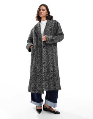 Miss Selfridge - Oversize-Maximantel in Schwarzweiß mit Zickzack-Muster-Bunt