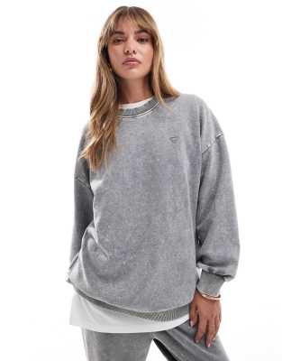 Miss Selfridge - Oversize-Sweatshirt in Grau mit Acid-Waschung, Kombiteil