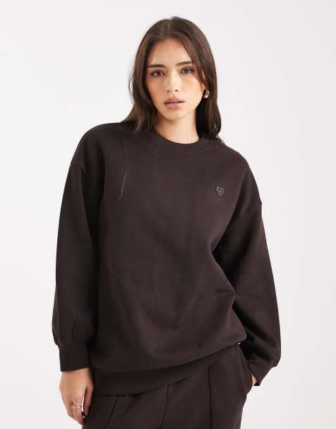 Miss Selfridge – Oversize-Sweatshirt in Schokobraun - view 1