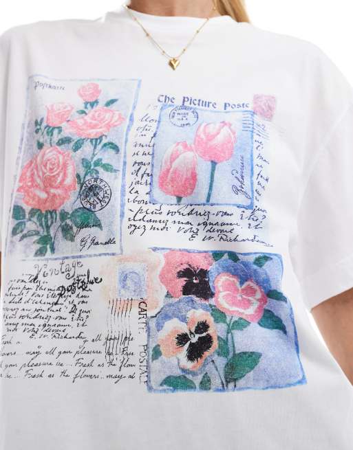 Miss Selfridge – Oversize-T-Shirt mit Postkarten-Print, 2 von 4