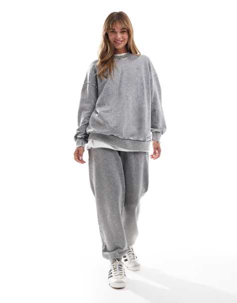 Miss Selfridge oversized acid wash sweatshirt in gray - part of a set - view 1