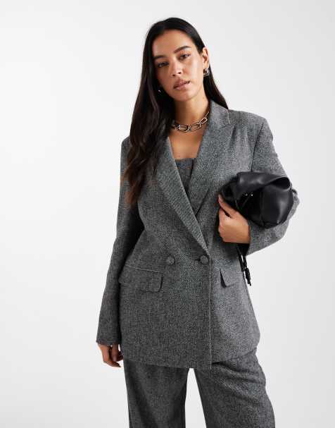 Miss Selfridge oversized blazer co-ord in salt and pepper