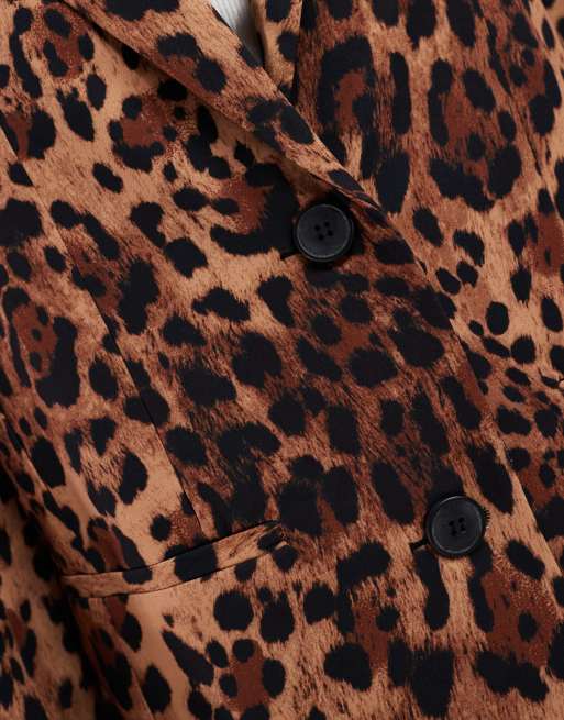 Miss Selfridge oversized blazer in animal print