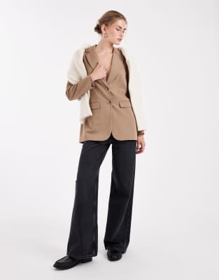 Miss Selfridge Oversized Blazer In Brown