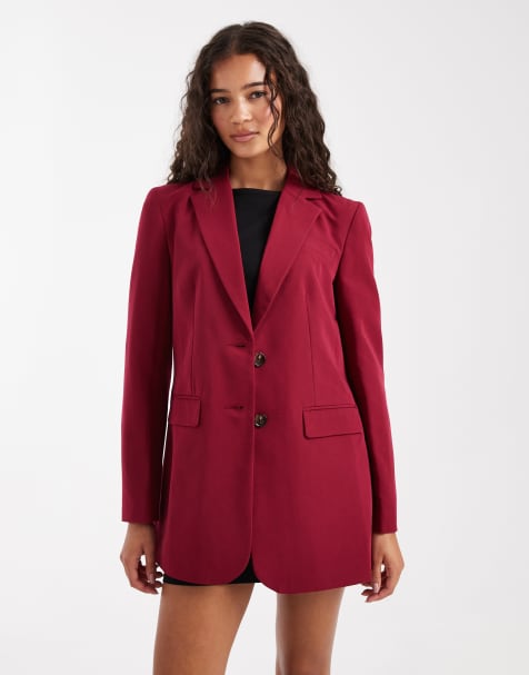 Miss Selfridge oversized blazer in cherry - view 1