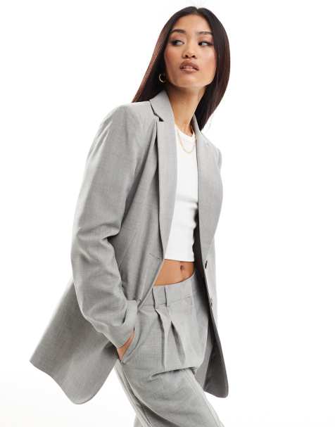 Grey fitted hotsell blazer womens