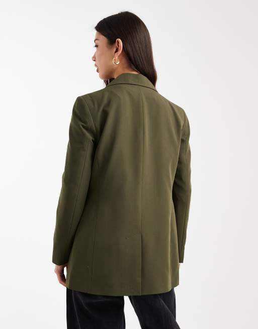 Miss Selfridge - Oversized blazer in olijfgroen, 2 van 4