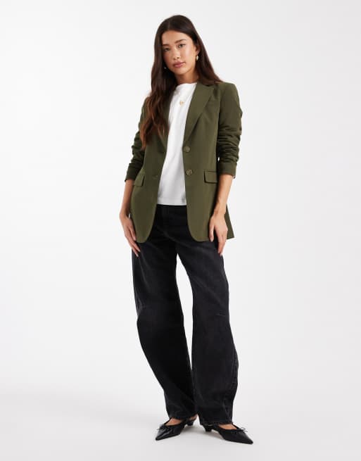 Miss Selfridge - Oversized blazer in olijfgroen, 3 van 4